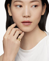 DY Initial Pinky Ring in 18K Yellow Gold with Diamond C, 9.8mm